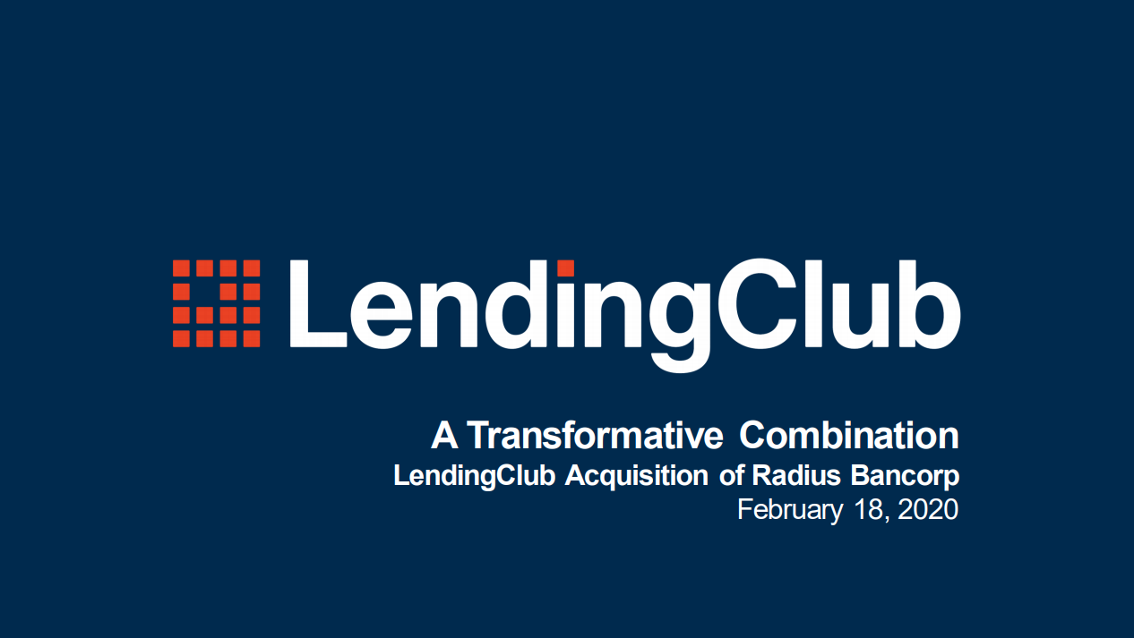 Lending ClubによるRadius Bankの買収